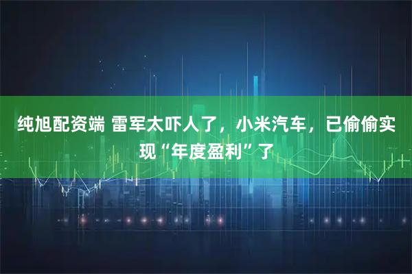 纯旭配资端 雷军太吓人了，小米汽车，已偷偷实现“年度盈利”了